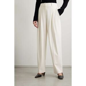 VERONICA BEARD Lagarde Wide-leg Pleated White Pants